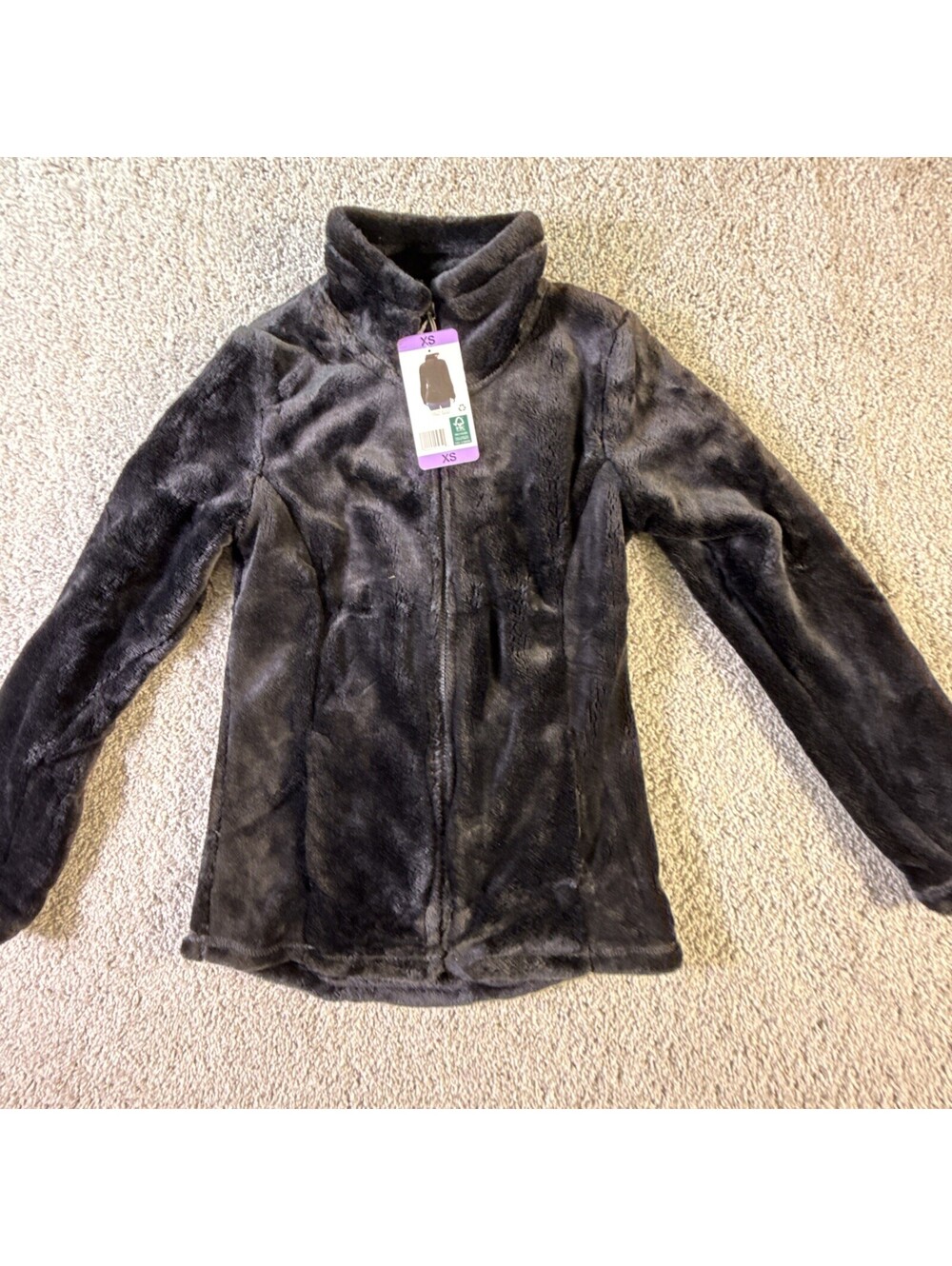 32 Degrees Heat Women's Plush Faux Fur Teddy Jacket, Black, Size M